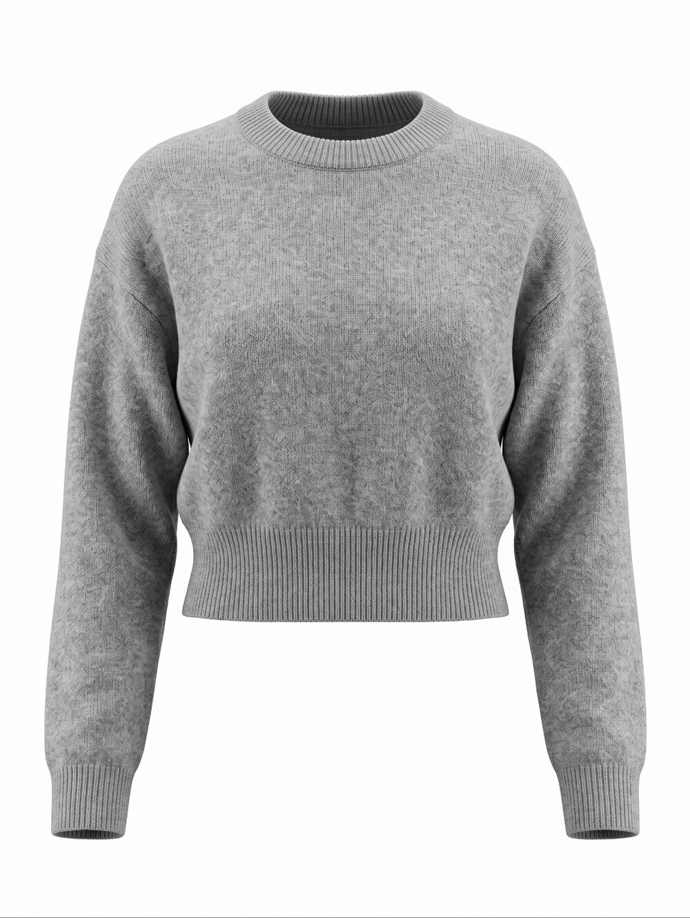 Jon & Anna Light Gray Ribbed Hem Crewneck Sweater Cropped Party